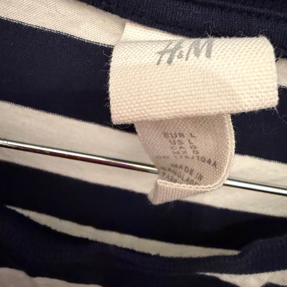 H&M Navy and White Striped midi dress L - Picture 3 of 4
